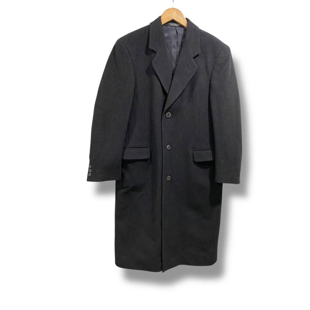 Size 38R Silver Cloud Mens Vintage Cashmere Blend Overcoat Black